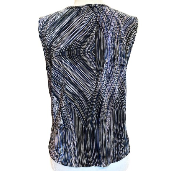 Plissé Womens Large‎ Sleeveless Pleated Top Shell With Geometric Pattern - Picture 4 of 7